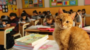 Illustration : "Ce chat errant a élu domicile dans une salle de classe, les élèves l'adorent"